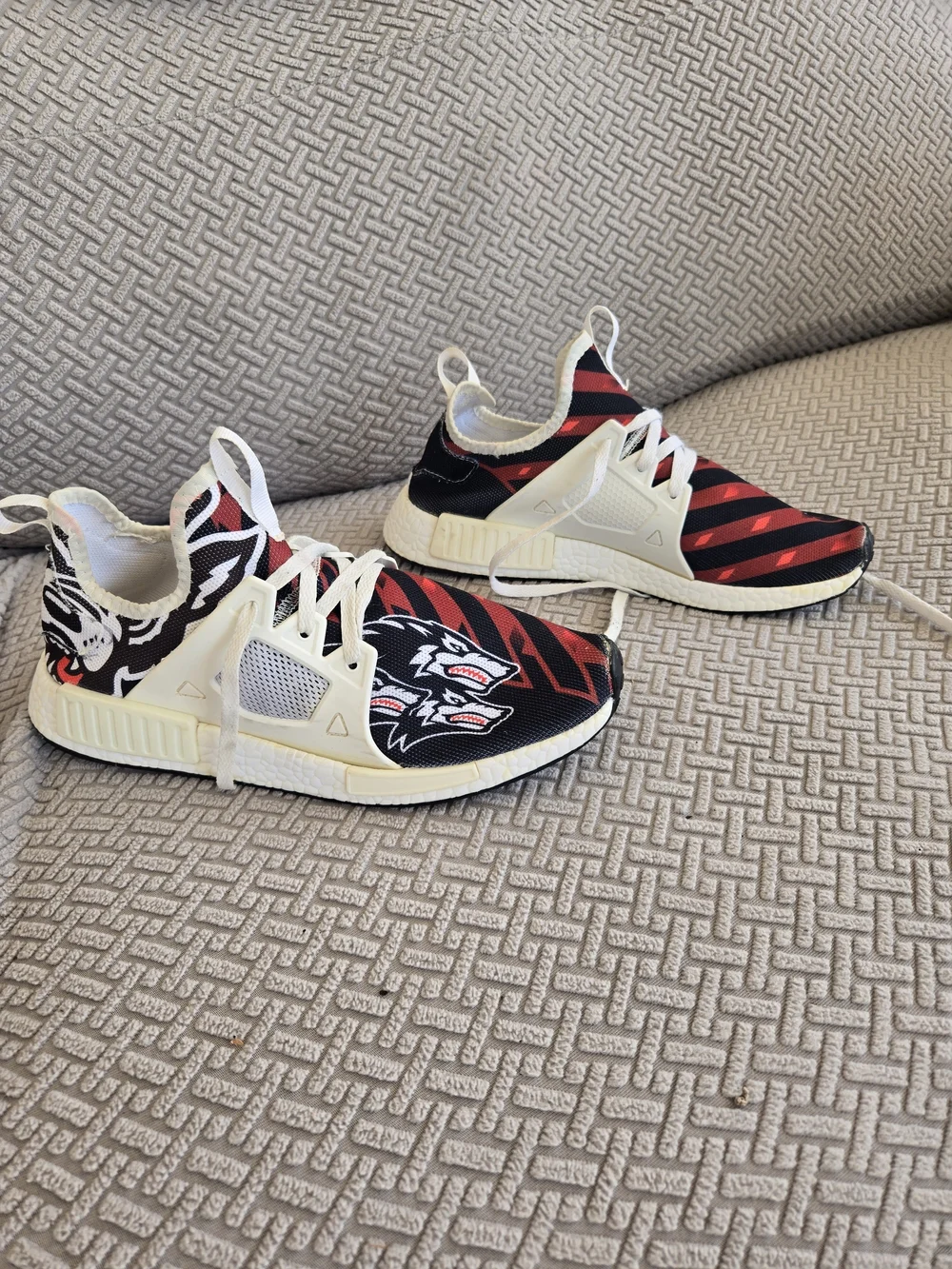 Youth Athletic Sneakers - Black & Red Stripe Kids Shoes